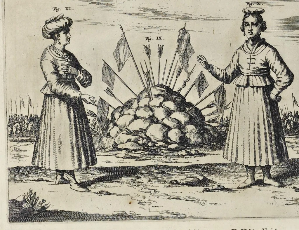 An illustration from Athanasii Kircheri e Soc. Jesu China monumentis, quà sacris quà profanis, nec non variis naturae & artis spectaculis, aliarumque rerum memorabilium argumentis illustrata, auspiciis Leopoldi Primi roman. imper, 1667, leaf 105