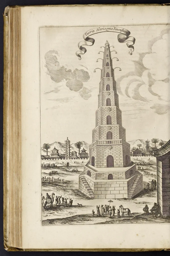 An illustration from Athanasii Kircheri e Soc. Jesu China monumentis, quà sacris quà profanis, nec non variis naturae & artis spectaculis, aliarumque rerum memorabilium argumentis illustrata, auspiciis Leopoldi Primi roman. imper, 1667, leaf 187