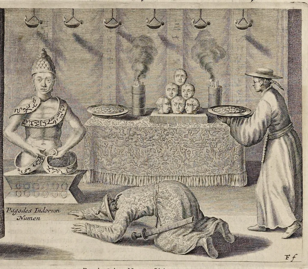 An illustration from Athanasii Kircheri e Soc. Jesu China monumentis, quà sacris quà profanis, nec non variis naturae & artis spectaculis, aliarumque rerum memorabilium argumentis illustrata, auspiciis Leopoldi Primi roman. imper, 1667, leaf 202