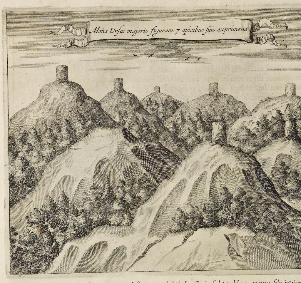 An illustration from Athanasii Kircheri e Soc. Jesu China monumentis, quà sacris quà profanis, nec non variis naturae & artis spectaculis, aliarumque rerum memorabilium argumentis illustrata, auspiciis Leopoldi Primi roman. imper, 1667, leaf 241