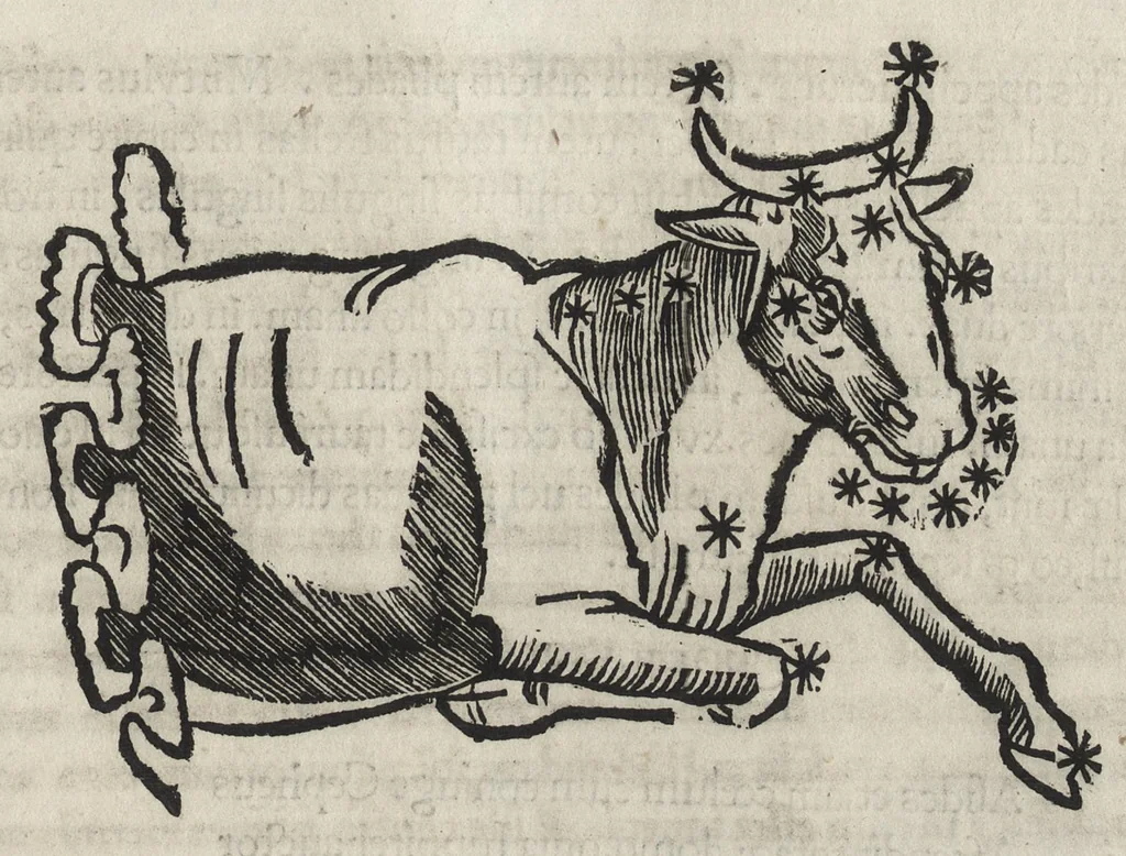 An illustration from Iulii Firmici Astronomicorum libri octo integri & emendati, ex Scythicis oris ad nos nuper allati. Marci Manilii Astronomicorum libri quinque. Arati Phaenomena Germanico Caesare interprete cum commentariis & imaginibus. Arati eiusdem Phaenomenon fragmentum Marco T.C. interprete. Arati eiusdem Phaenomena Ruffo Festo Auienio paraphraste. Arati Phaenomena graece. Theonis Commentaria copiosissima in Arati Phaenomena graece. Procli Diadochi Sphaera graece. Procli eiusdem Sphaera, Thoma Linacro Britanno interprete, 1503, leaf 510