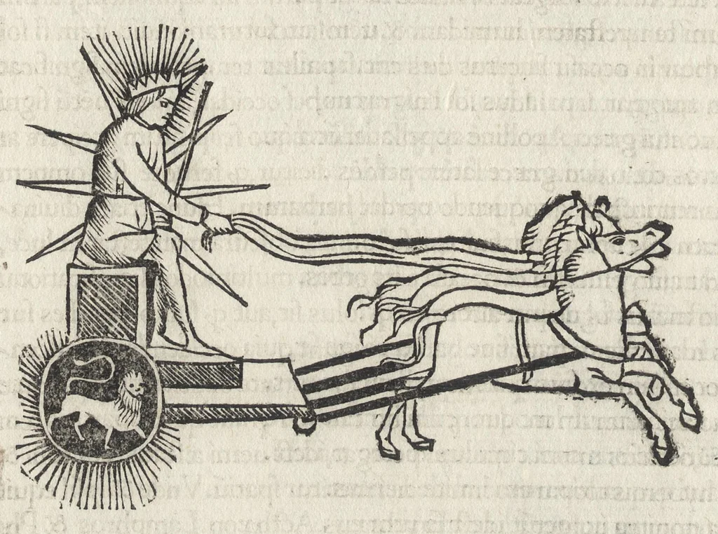 An illustration from Iulii Firmici Astronomicorum libri octo integri & emendati, ex Scythicis oris ad nos nuper allati. Marci Manilii Astronomicorum libri quinque. Arati Phaenomena Germanico Caesare interprete cum commentariis & imaginibus. Arati eiusdem Phaenomenon fragmentum Marco T.C. interprete. Arati eiusdem Phaenomena Ruffo Festo Auienio paraphraste. Arati Phaenomena graece. Theonis Commentaria copiosissima in Arati Phaenomena graece. Procli Diadochi Sphaera graece. Procli eiusdem Sphaera, Thoma Linacro Britanno interprete, 1503, leaf 545