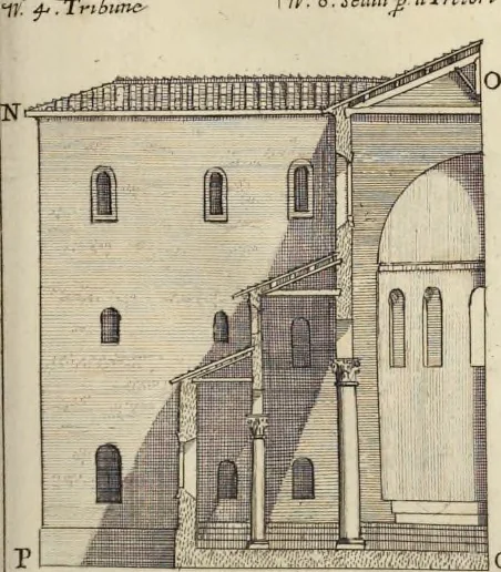 An illustration from Il Tempio Vaticano e sua origine : con gl'edifitii più cospicui, antichi e moderni, fatti dentro e fuori di esso, 1694, leaf 100