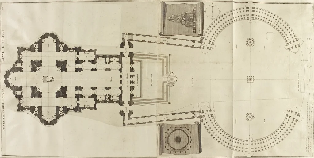 An illustration from Il Tempio Vaticano e sua origine : con gl'edifitii più cospicui, antichi e moderni, fatti dentro e fuori di esso, 1694, leaf 242