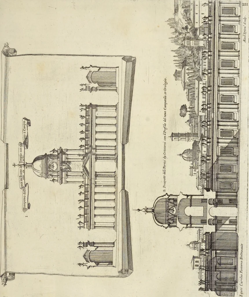 An illustration from Il Tempio Vaticano e sua origine : con gl'edifitii più cospicui, antichi e moderni, fatti dentro e fuori di esso, 1694, leaf 252
