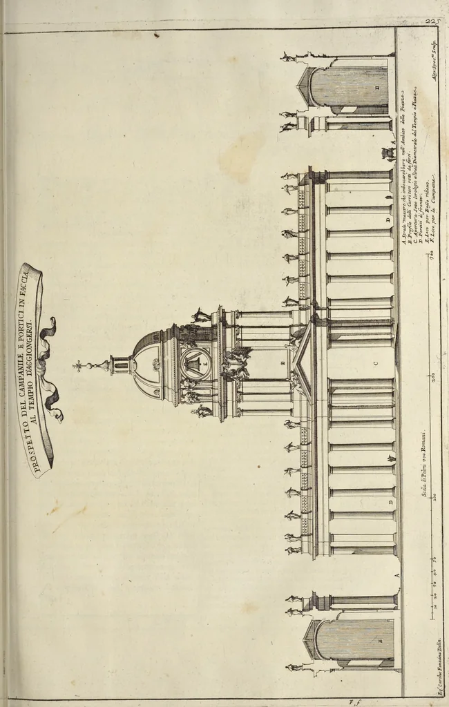 An illustration from Il Tempio Vaticano e sua origine : con gl'edifitii più cospicui, antichi e moderni, fatti dentro e fuori di esso, 1694, leaf 256