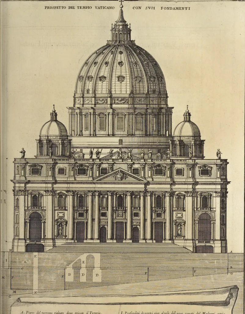 An illustration from Il Tempio Vaticano e sua origine : con gl'edifitii più cospicui, antichi e moderni, fatti dentro e fuori di esso, 1694, leaf 284