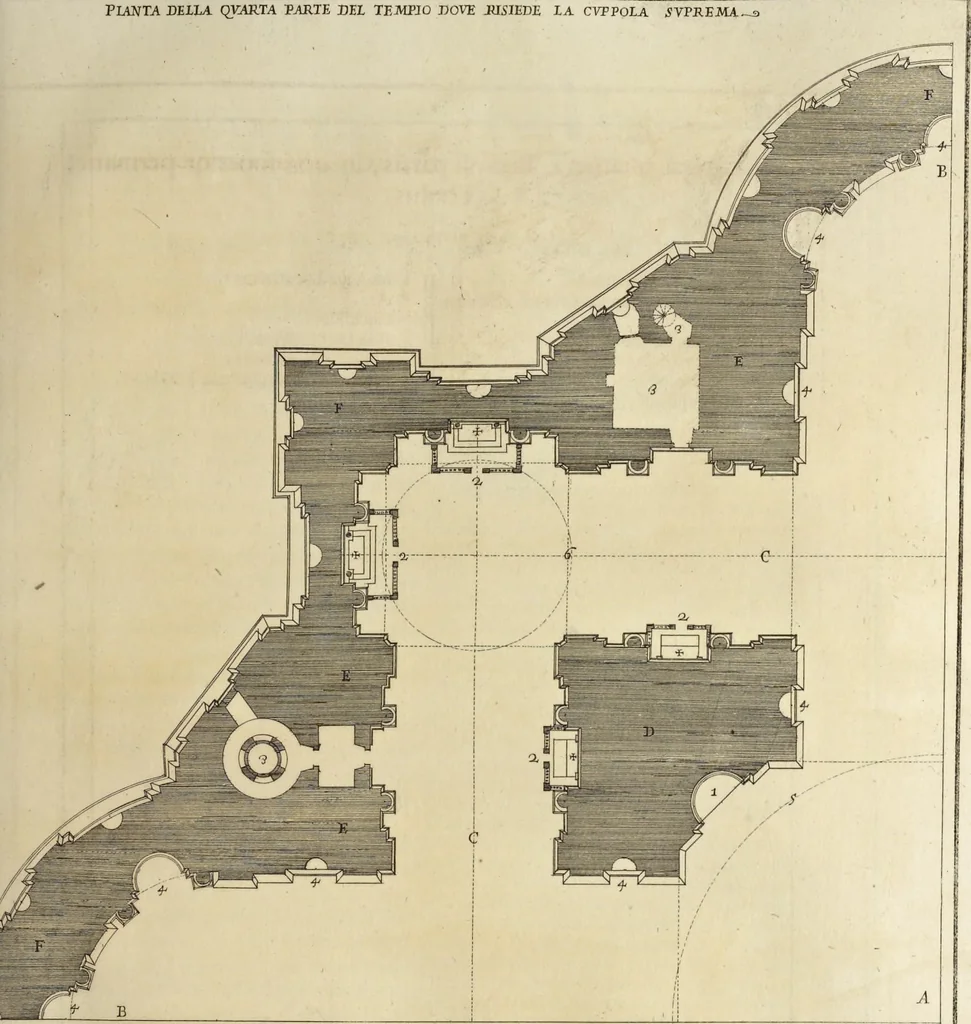 An illustration from Il Tempio Vaticano e sua origine : con gl'edifitii più cospicui, antichi e moderni, fatti dentro e fuori di esso, 1694, leaf 372