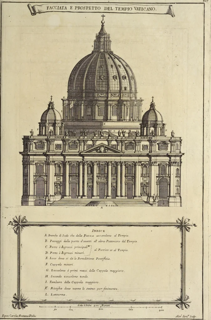 An illustration from Il Tempio Vaticano e sua origine : con gl'edifitii più cospicui, antichi e moderni, fatti dentro e fuori di esso, 1694, leaf 450