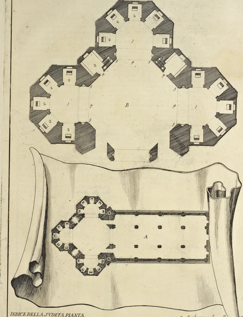 An illustration from Il Tempio Vaticano e sua origine : con gl'edifitii più cospicui, antichi e moderni, fatti dentro e fuori di esso, 1694, leaf 518