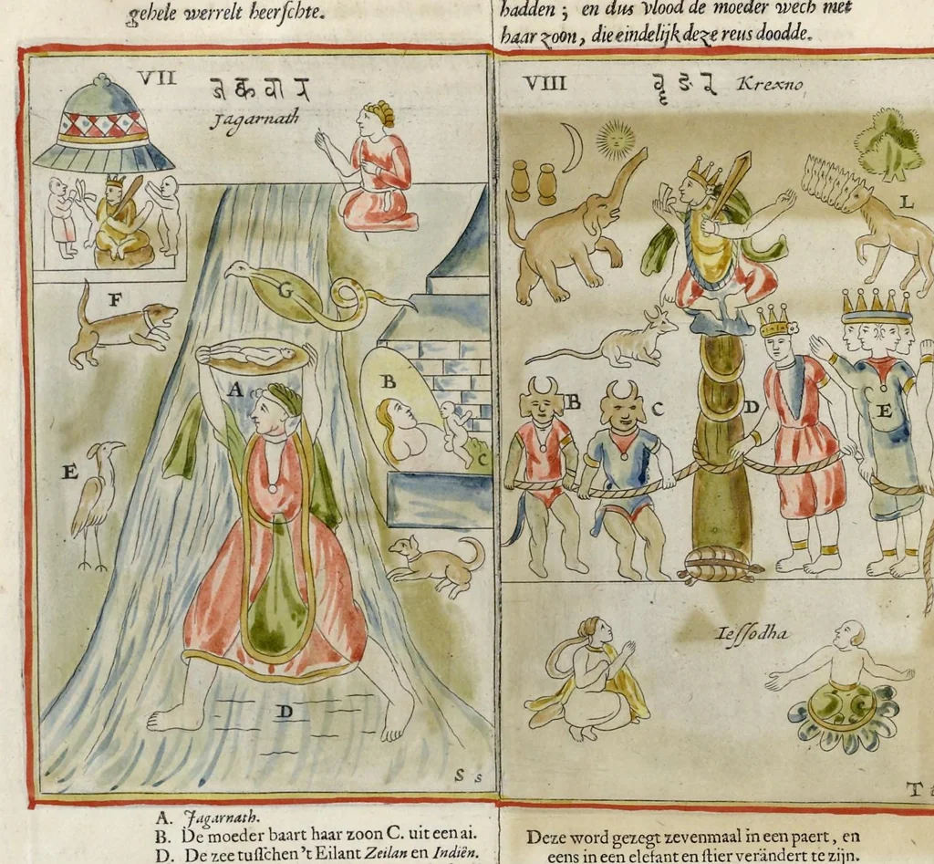 An illustration from Toonneel van China, door veel, zo geestelijke als weereltlijke geheugteekenen, verscheide vertoningen van de natuur en kunst, en blijken van veel andere gedenkwaerdige dingen, geopent en verheerlykt : nieuwelijks door d'E. Vader Athanasius Kircherus ... in't Latyn beschreven, en van J. H. Glazemaker vertaalt ; met een groot getal van kunstige kopere platen verçiert, 1668, leaf 255