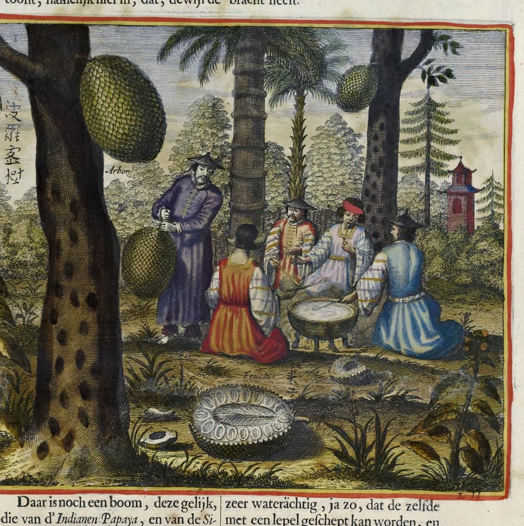 An illustration from Toonneel van China, door veel, zo geestelijke als weereltlijke geheugteekenen, verscheide vertoningen van de natuur en kunst, en blijken van veel andere gedenkwaerdige dingen, geopent en verheerlykt : nieuwelijks door d'E. Vader Athanasius Kircherus ... in't Latyn beschreven, en van J. H. Glazemaker vertaalt ; met een groot getal van kunstige kopere platen verçiert, 1668, leaf 294