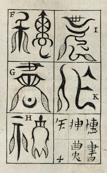 An illustration from Toonneel van China, door veel, zo geestelijke als weereltlijke geheugteekenen, verscheide vertoningen van de natuur en kunst, en blijken van veel andere gedenkwaerdige dingen, geopent en verheerlykt : nieuwelijks door d'E. Vader Athanasius Kircherus ... in't Latyn beschreven, en van J. H. Glazemaker vertaalt ; met een groot getal van kunstige kopere platen verçiert, 1668, leaf 348
