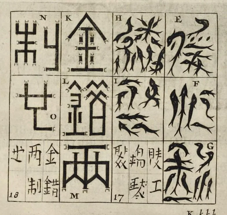 An illustration from Toonneel van China, door veel, zo geestelijke als weereltlijke geheugteekenen, verscheide vertoningen van de natuur en kunst, en blijken van veel andere gedenkwaerdige dingen, geopent en verheerlykt : nieuwelijks door d'E. Vader Athanasius Kircherus ... in't Latyn beschreven, en van J. H. Glazemaker vertaalt ; met een groot getal van kunstige kopere platen verçiert, 1668, leaf 351