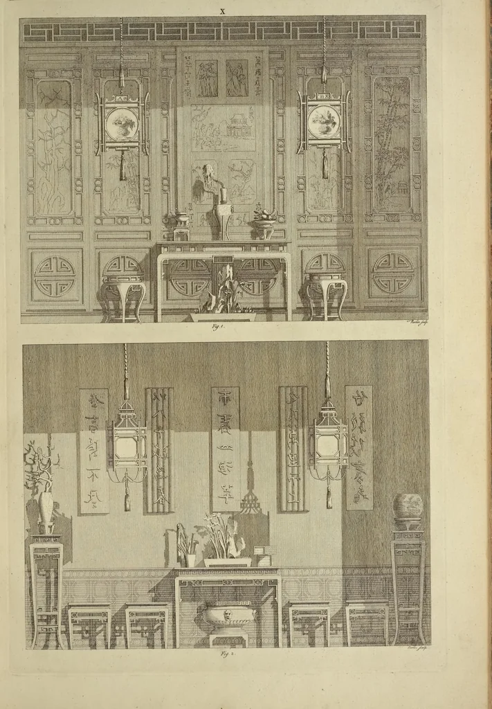An illustration from Desseins des edifices, meubles, habits, machines, et ustenciles des Chinois, 1757, leaf 52