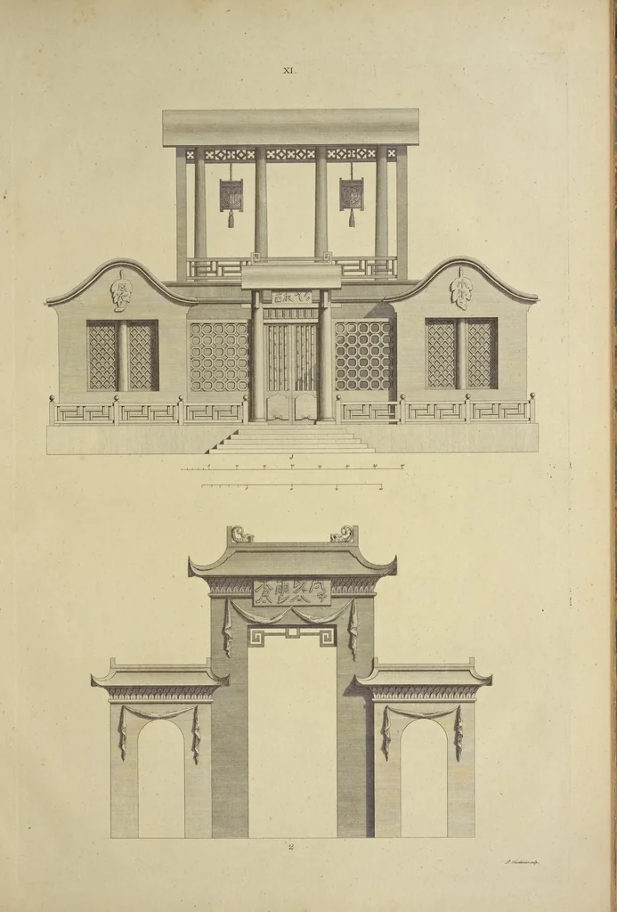 An illustration from Desseins des edifices, meubles, habits, machines, et ustenciles des Chinois, 1757, leaf 54