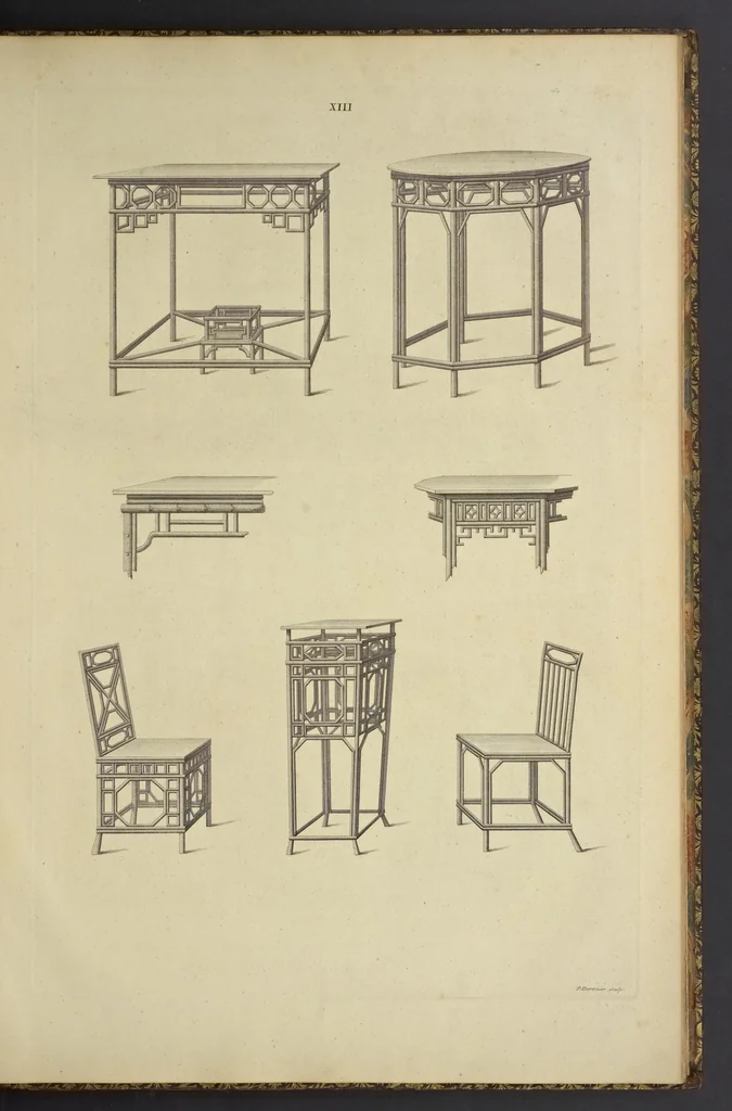 An illustration from Desseins des edifices, meubles, habits, machines, et ustenciles des Chinois, 1757, leaf 58