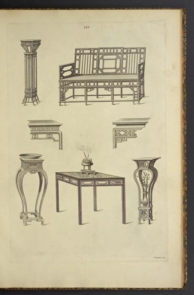 An illustration from Desseins des edifices, meubles, habits, machines, et ustenciles des Chinois, 1757, leaf 60
