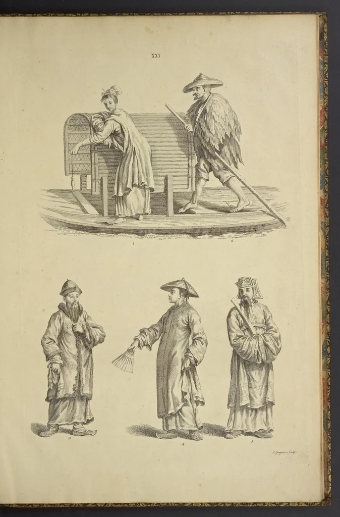 An illustration from Desseins des edifices, meubles, habits, machines, et ustenciles des Chinois, 1757, leaf 74