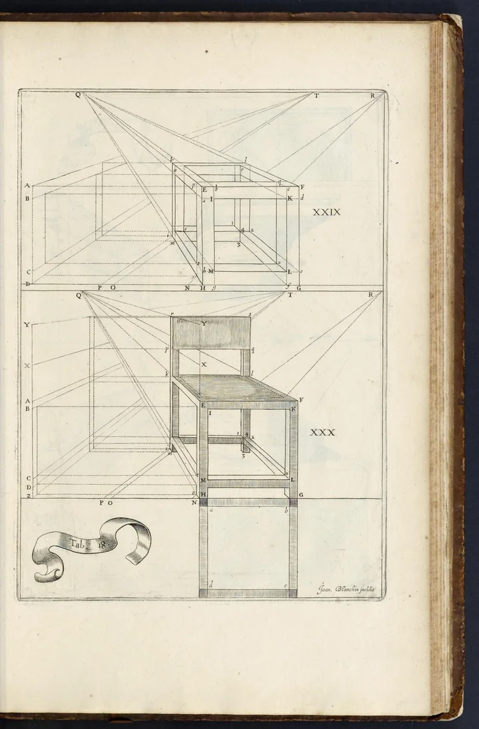 An illustration from La perspectiue curieuse du reuerend p. Niceron minime : diuisée en quatre liures. Avec l'Optique et la catoptrique du r.p. Mersenne du mesme ordre, mise en lumiere aprés la mort de l'autheur .., 1663, leaf 392