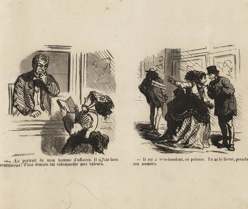 An illustration from Le salon de 1869 charivarisé : album de 60 caricatures, 1869, leaf 18