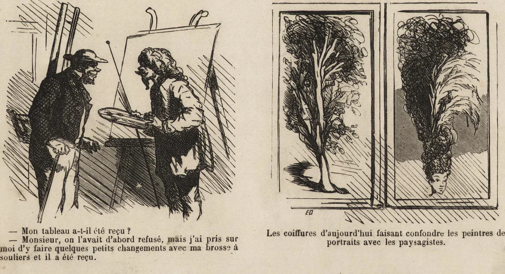 An illustration from Le salon de 1869 charivarisé : album de 60 caricatures, 1869, leaf 24