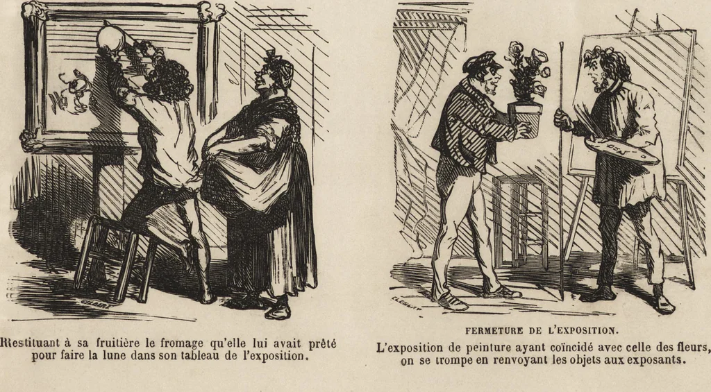 An illustration from Le salon de 1869 charivarisé : album de 60 caricatures, 1869, leaf 28