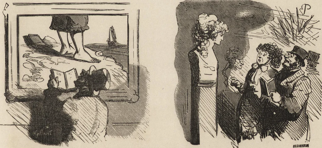 An illustration from Le salon de 1869 charivarisé : album de 60 caricatures, 1869, leaf 6