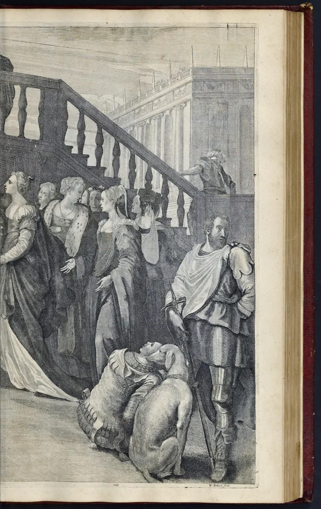 An illustration from Theatrvm pictorivm : in quo exhibentur ipsius manu delineatæ, eiusque curâ in æs incise picturæ, archetipæ Italicæ, quas ipse ser.mus Archdux in pinacothecam suam Bruxellis collegit, 1684, leaf 228