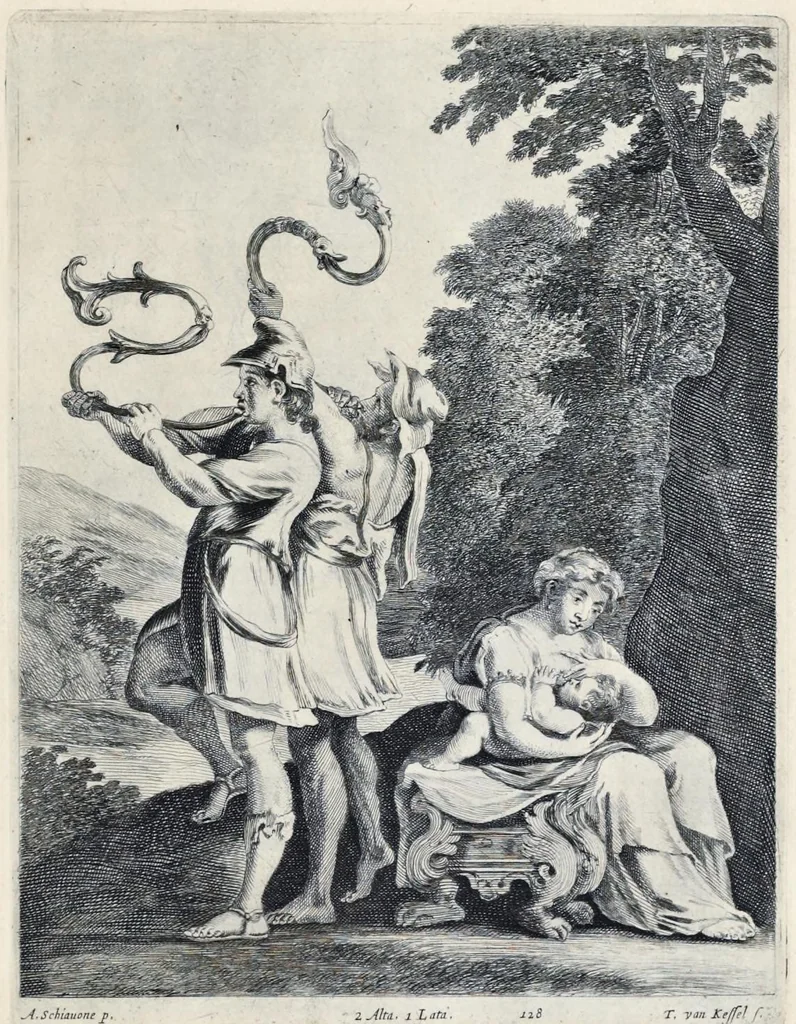 An illustration from Theatrvm pictorivm : in quo exhibentur ipsius manu delineatæ, eiusque curâ in æs incise picturæ, archetipæ Italicæ, quas ipse ser.mus Archdux in pinacothecam suam Bruxellis collegit, 1684, leaf 234