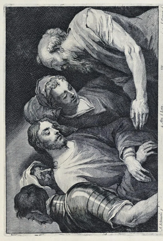 An illustration from Theatrvm pictorivm : in quo exhibentur ipsius manu delineatæ, eiusque curâ in æs incise picturæ, archetipæ Italicæ, quas ipse ser.mus Archdux in pinacothecam suam Bruxellis collegit, 1684, leaf 256