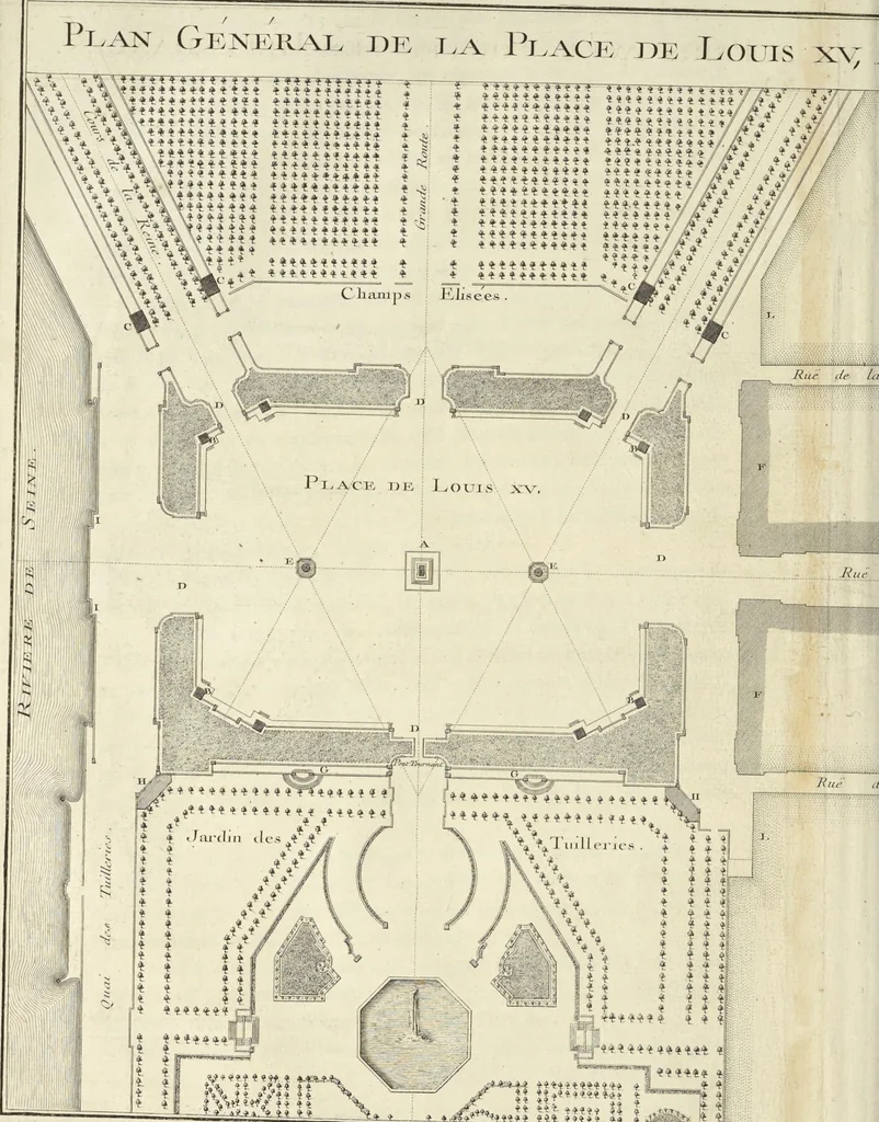 An illustration from Monumens érigés en France à la gloire de Louis XV : précédés d'un tableau du progrès des arts & des sciences sous ce règne, ainsi que d'une description des honneurs & des monumens de gloire accordés aux grands hommes, tant chez les anciens que chez les modernes : et suivis d'un choix des principaux projets qui ont été proposés, pour placer la statue du roi dans les différens quartiers de Paris, 1767, leaf 133