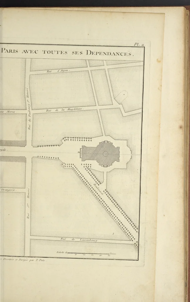 An illustration from Monumens érigés en France à la gloire de Louis XV : précédés d'un tableau du progrès des arts & des sciences sous ce règne, ainsi que d'une description des honneurs & des monumens de gloire accordés aux grands hommes, tant chez les anciens que chez les modernes : et suivis d'un choix des principaux projets qui ont été proposés, pour placer la statue du roi dans les différens quartiers de Paris, 1767, leaf 134