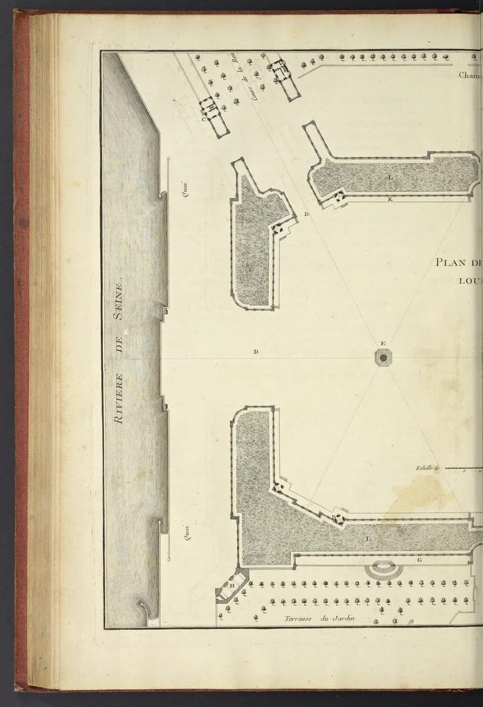 An illustration from Monumens érigés en France à la gloire de Louis XV : précédés d'un tableau du progrès des arts & des sciences sous ce règne, ainsi que d'une description des honneurs & des monumens de gloire accordés aux grands hommes, tant chez les anciens que chez les modernes : et suivis d'un choix des principaux projets qui ont été proposés, pour placer la statue du roi dans les différens quartiers de Paris, 1767, leaf 141