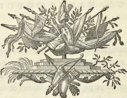 An illustration from Monumens érigés en France à la gloire de Louis XV : précédés d'un tableau du progrès des arts & des sciences sous ce règne, ainsi que d'une description des honneurs & des monumens de gloire accordés aux grands hommes, tant chez les anciens que chez les modernes : et suivis d'un choix des principaux projets qui ont été proposés, pour placer la statue du roi dans les différens quartiers de Paris, 1767, leaf 201