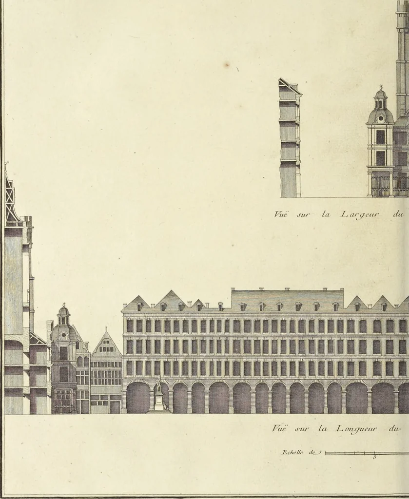An illustration from Monumens érigés en France à la gloire de Louis XV : précédés d'un tableau du progrès des arts & des sciences sous ce règne, ainsi que d'une description des honneurs & des monumens de gloire accordés aux grands hommes, tant chez les anciens que chez les modernes : et suivis d'un choix des principaux projets qui ont été proposés, pour placer la statue du roi dans les différens quartiers de Paris, 1767, leaf 205