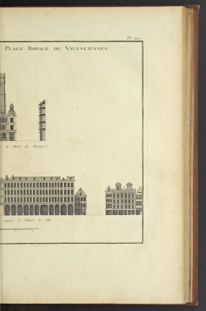 An illustration from Monumens érigés en France à la gloire de Louis XV : précédés d'un tableau du progrès des arts & des sciences sous ce règne, ainsi que d'une description des honneurs & des monumens de gloire accordés aux grands hommes, tant chez les anciens que chez les modernes : et suivis d'un choix des principaux projets qui ont été proposés, pour placer la statue du roi dans les différens quartiers de Paris, 1767, leaf 206