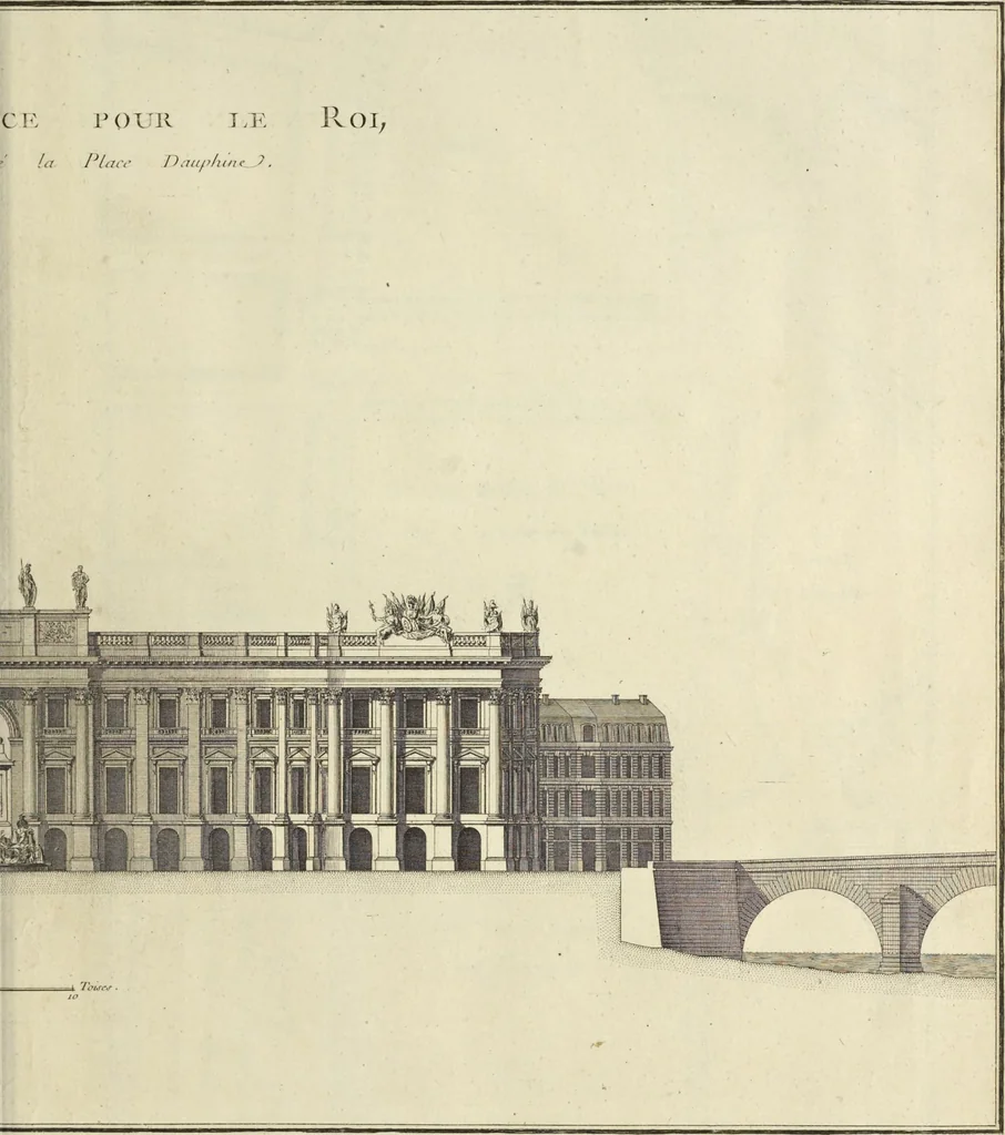 An illustration from Monumens érigés en France à la gloire de Louis XV : précédés d'un tableau du progrès des arts & des sciences sous ce règne, ainsi que d'une description des honneurs & des monumens de gloire accordés aux grands hommes, tant chez les anciens que chez les modernes : et suivis d'un choix des principaux projets qui ont été proposés, pour placer la statue du roi dans les différens quartiers de Paris, 1767, leaf 354