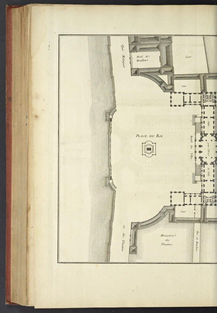 An illustration from Monumens érigés en France à la gloire de Louis XV : précédés d'un tableau du progrès des arts & des sciences sous ce règne, ainsi que d'une description des honneurs & des monumens de gloire accordés aux grands hommes, tant chez les anciens que chez les modernes : et suivis d'un choix des principaux projets qui ont été proposés, pour placer la statue du roi dans les différens quartiers de Paris, 1767, leaf 369
