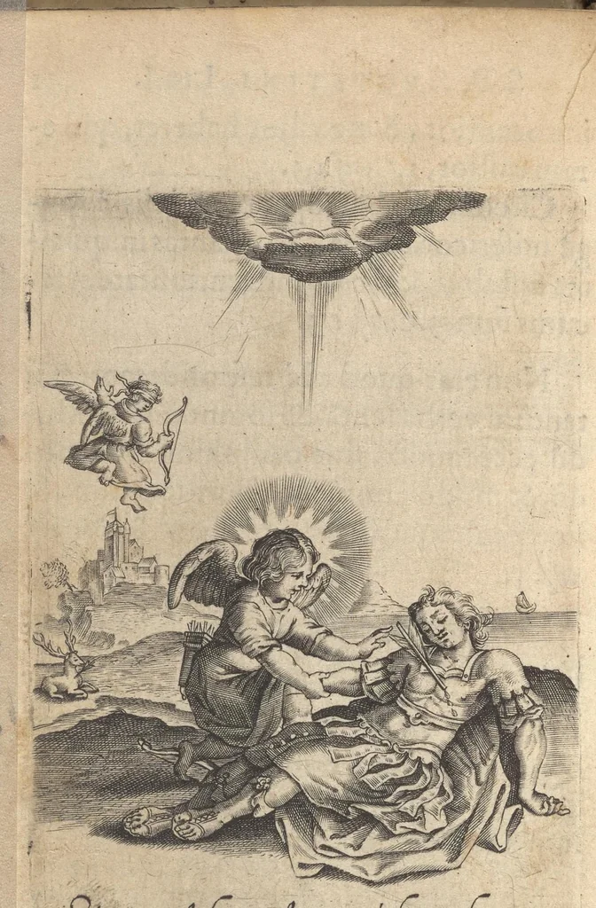 An illustration from Flammulae amoris, S.P. Augustini versibus et iconibus exornatae, 1629, leaf 61