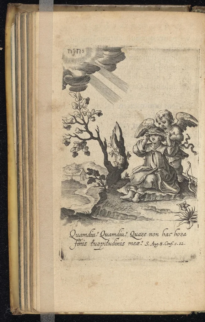An illustration from Flammulae amoris, S.P. Augustini versibus et iconibus exornatae, 1629, leaf 77