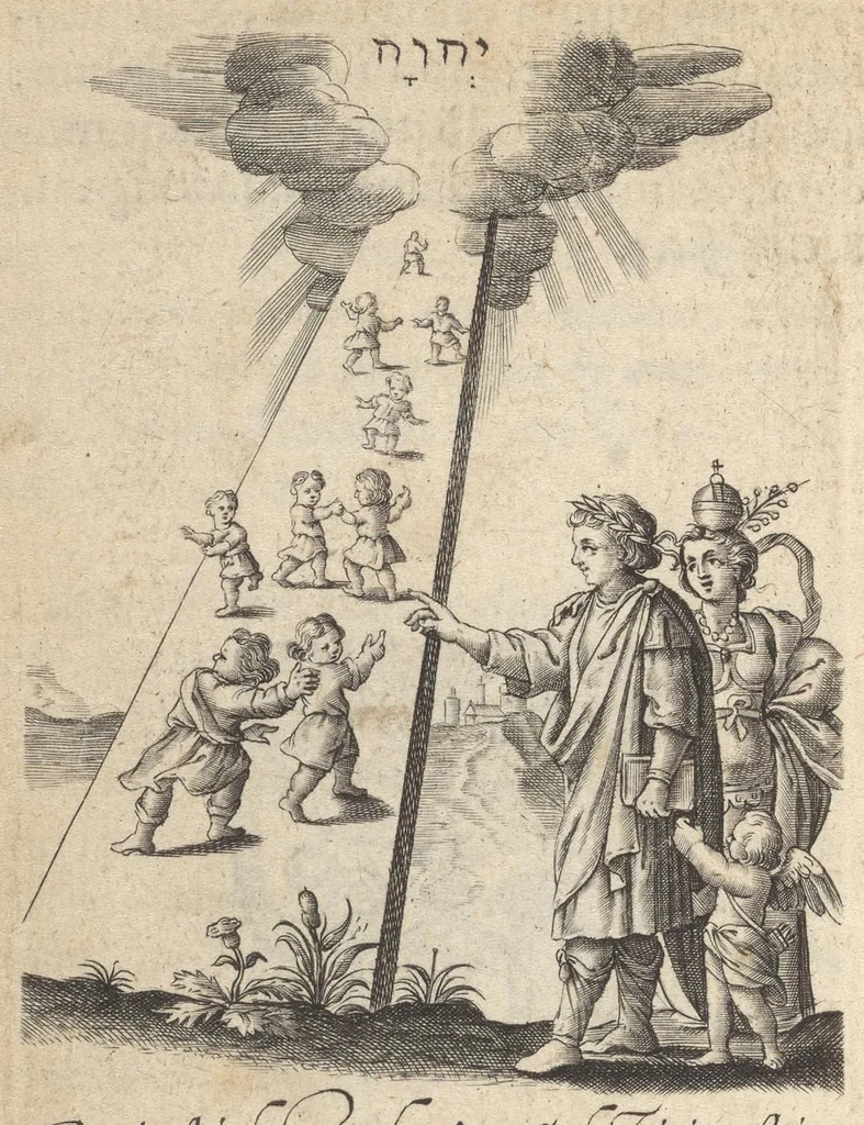 An illustration from Flammulae amoris, S.P. Augustini versibus et iconibus exornatae, 1629, leaf 93