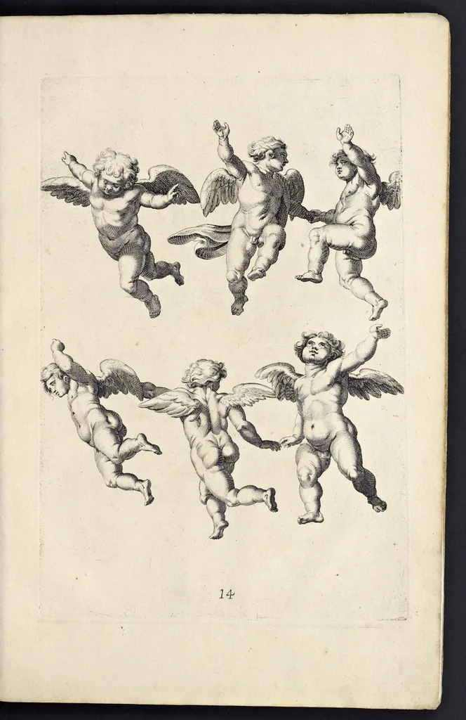 An illustration from Varie figure academiche : nouamente raccolte dal naturale con grandissima fatica e spesa, molto commode per la giouentu, la quaele si diletta dal arte dal disegno : messe in luce da I.A. de Poutre, d'Anuersa = Diuersche figuren wt de academia : nu eerst by een vergadert naert leuen, met groote moyte en oncost, seer bequaem voor alle iongelingen die hen oefenen in de teeken-const : int licht gebrocht door Ioan. A. de Poutre, plaetsnyder van Antwerpen, 1629, leaf 34