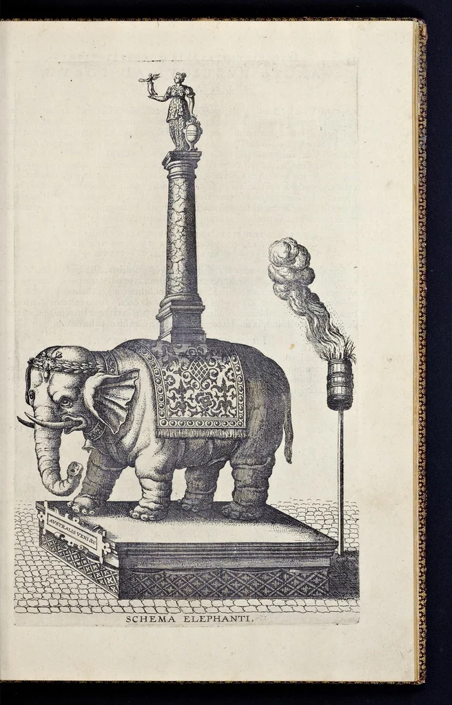 An illustration from Descriptio pvblicae gratvlationis, spectacvlorvm et lvdorvm in adventv Sereniss. Principis Ernesti Archidvcis Avstriae ... an. M.D.XCIIII. XVIII. kal. Ivlias, aliisqve diebvs Antverpiae editorvm : cvi est praefixa de Belgij principatu a romano in ea prouincia imperio ad nostra us[que] tempora breuis narratio ... : cum carmine panegyrico in eiusdem Principis Ernesti ... aduentum : accessit denique oratio funebris in Archiducis Ernesti obitum ijsdem prouincijs luctuosissimum, 1595, leaf 118