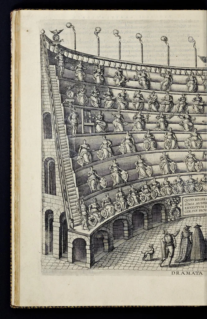 An illustration from Descriptio pvblicae gratvlationis, spectacvlorvm et lvdorvm in adventv Sereniss. Principis Ernesti Archidvcis Avstriae ... an. M.D.XCIIII. XVIII. kal. Ivlias, aliisqve diebvs Antverpiae editorvm : cvi est praefixa de Belgij principatu a romano in ea prouincia imperio ad nostra us[que] tempora breuis narratio ... : cum carmine panegyrico in eiusdem Principis Ernesti ... aduentum : accessit denique oratio funebris in Archiducis Ernesti obitum ijsdem prouincijs luctuosissimum, 1595, leaf 91