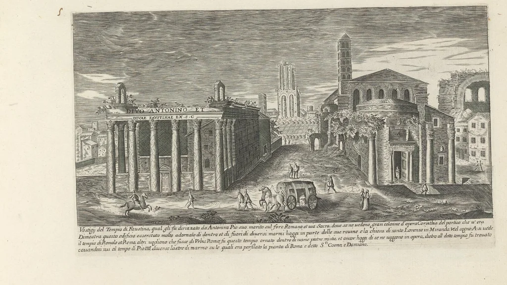 An illustration from Vestigi delle antichità di Roma, Tivoli, Pozzvolo et altri lvochi, 1660, leaf 12