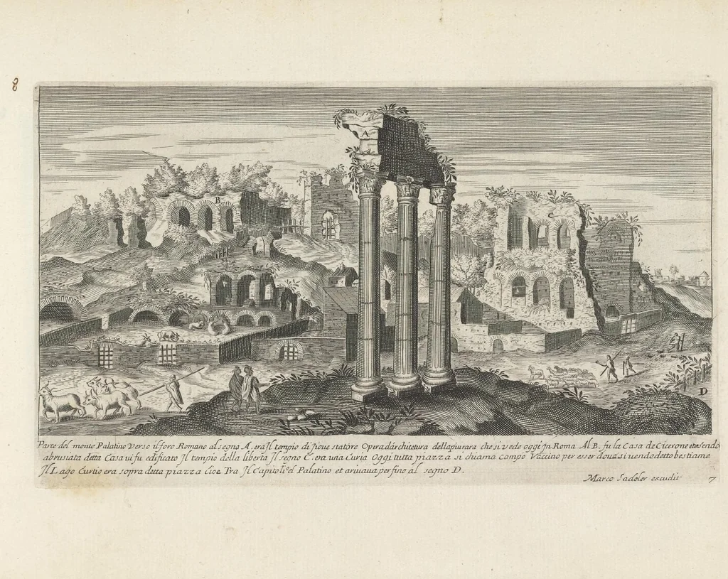 An illustration from Vestigi delle antichità di Roma, Tivoli, Pozzvolo et altri lvochi, 1660, leaf 18