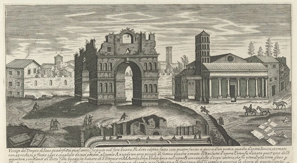 An illustration from Vestigi delle antichità di Roma, Tivoli, Pozzvolo et altri lvochi, 1660, leaf 30