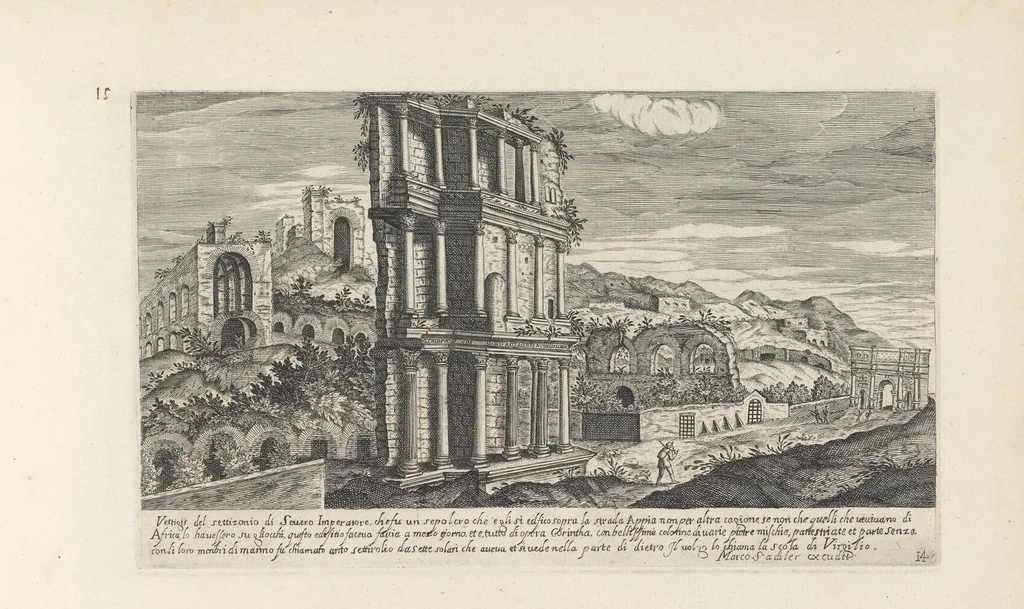An illustration from Vestigi delle antichità di Roma, Tivoli, Pozzvolo et altri lvochi, 1660, leaf 32