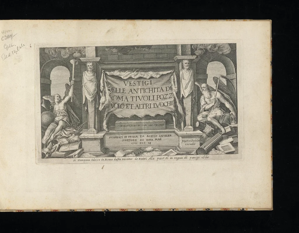 An illustration from Vestigi delle antichità di Roma, Tivoli, Pozzvolo et altri lvochi, 1660, leaf 4
